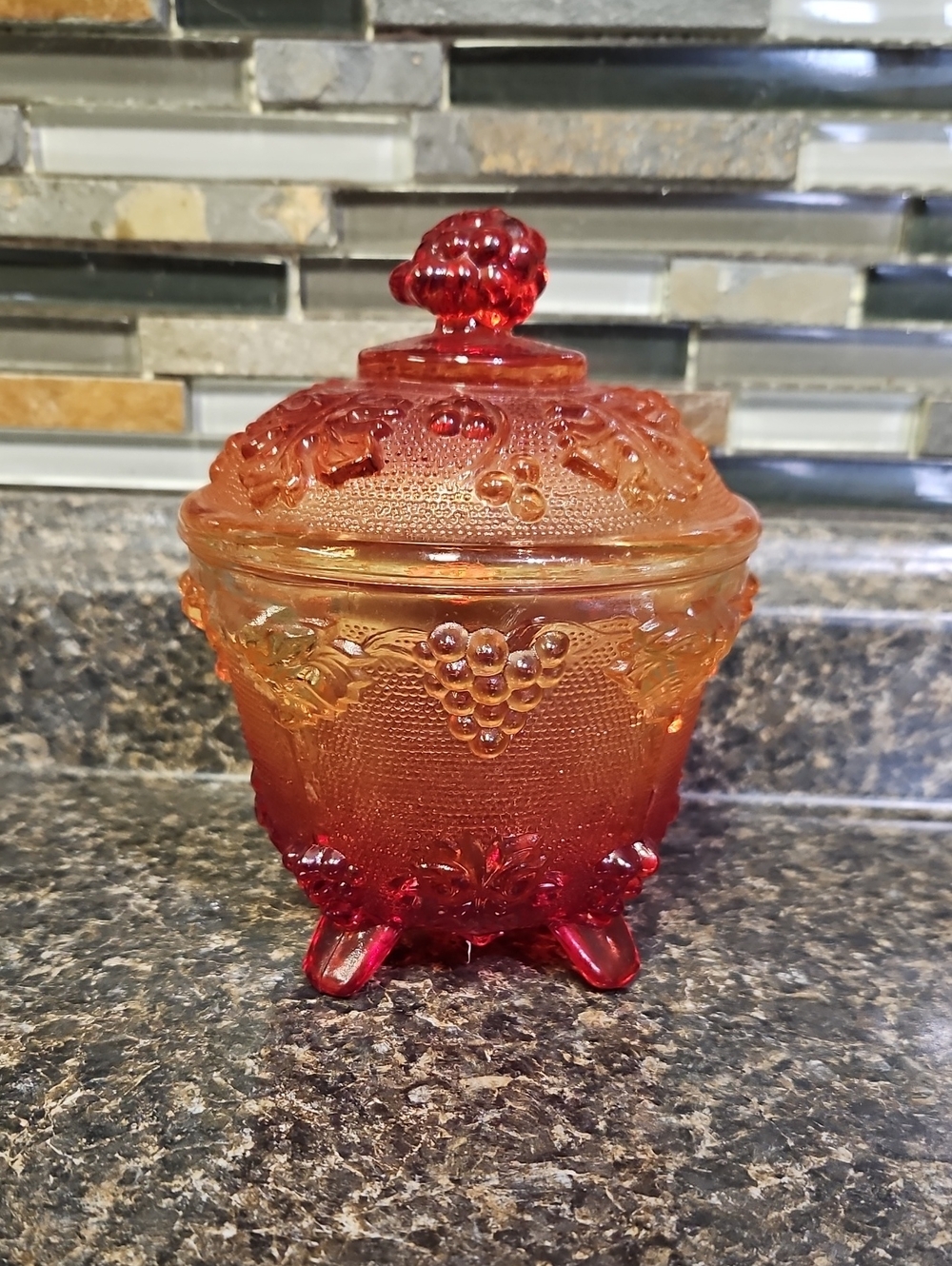 Vintage Jeanette Glass Amberina Candy Dish - Picture 2 of 7